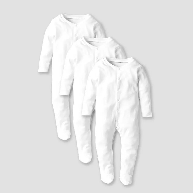 Love Earth Solid Sleepsuit with Long Sleeves - Set of 3